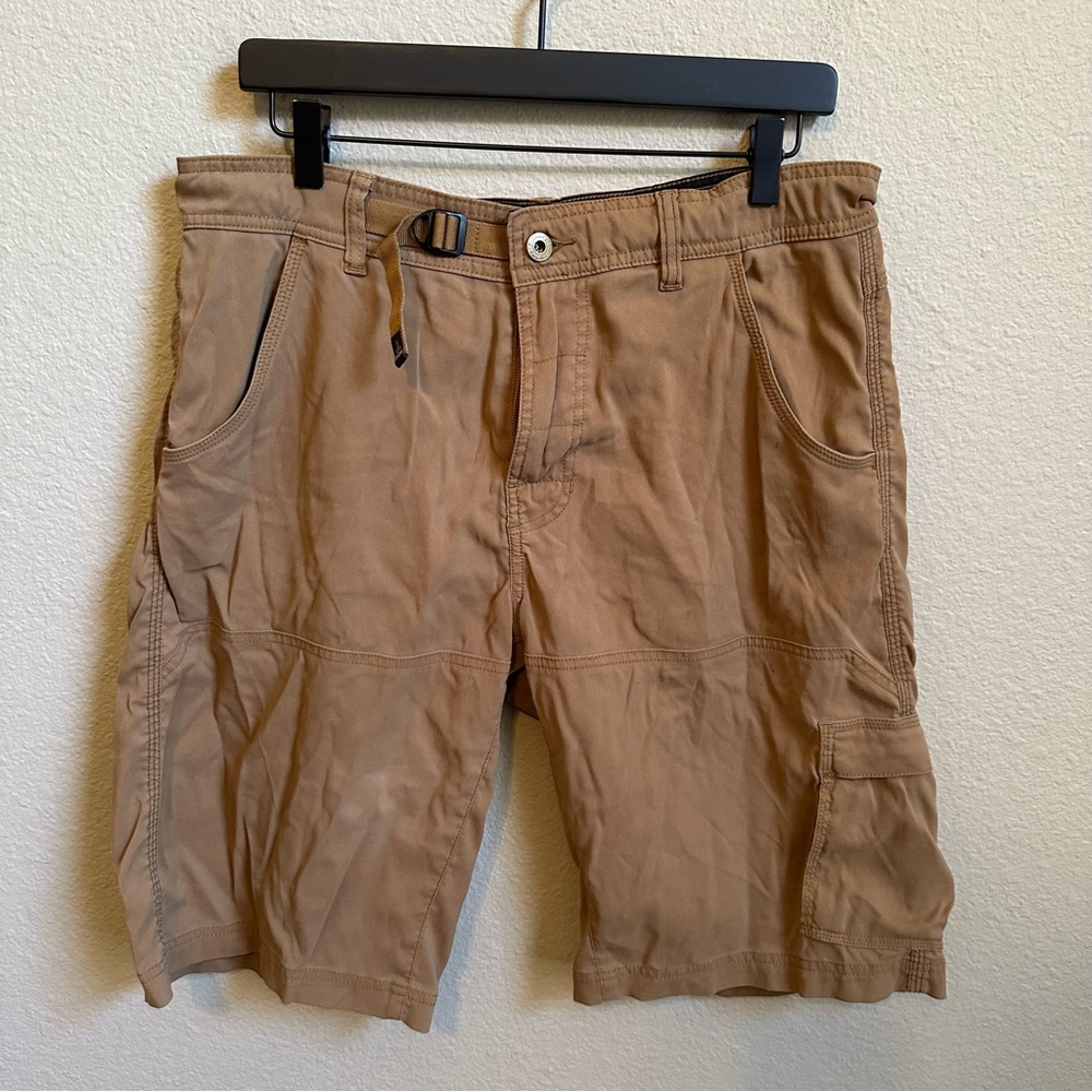 Prana Men’s Khaki Belted Hiking Shorts
